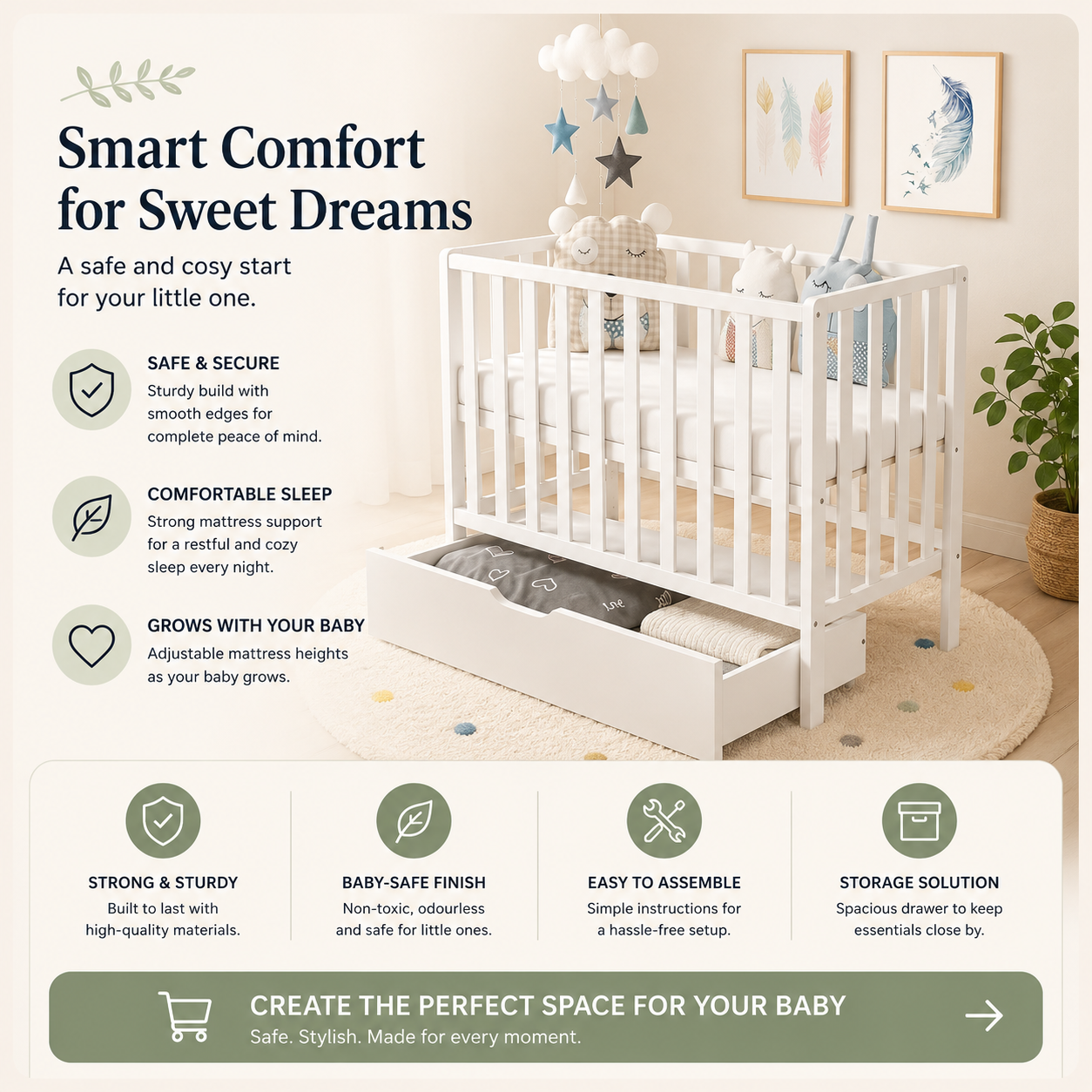 Best Compact Cot Bed (UK – Space Saving + Premium Feel)