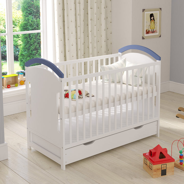 Love For Sleep baby Cot Bed Blue AMIE Cot Bed 120x60cm with Drawer