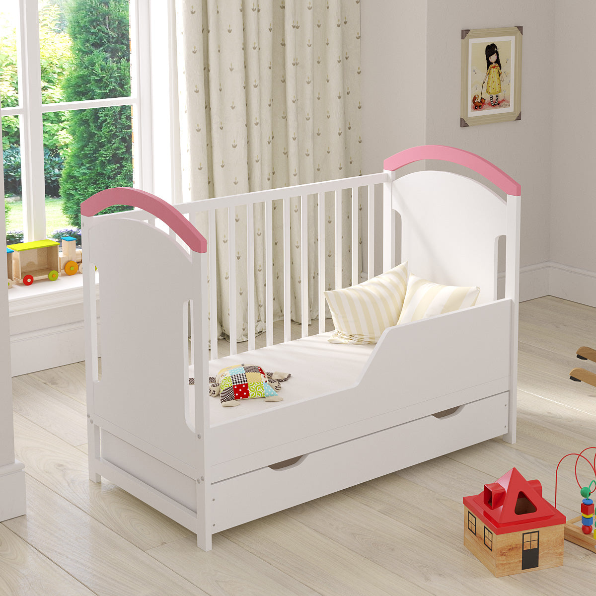 AMIE Cot Bed 120x60cm with Drawer