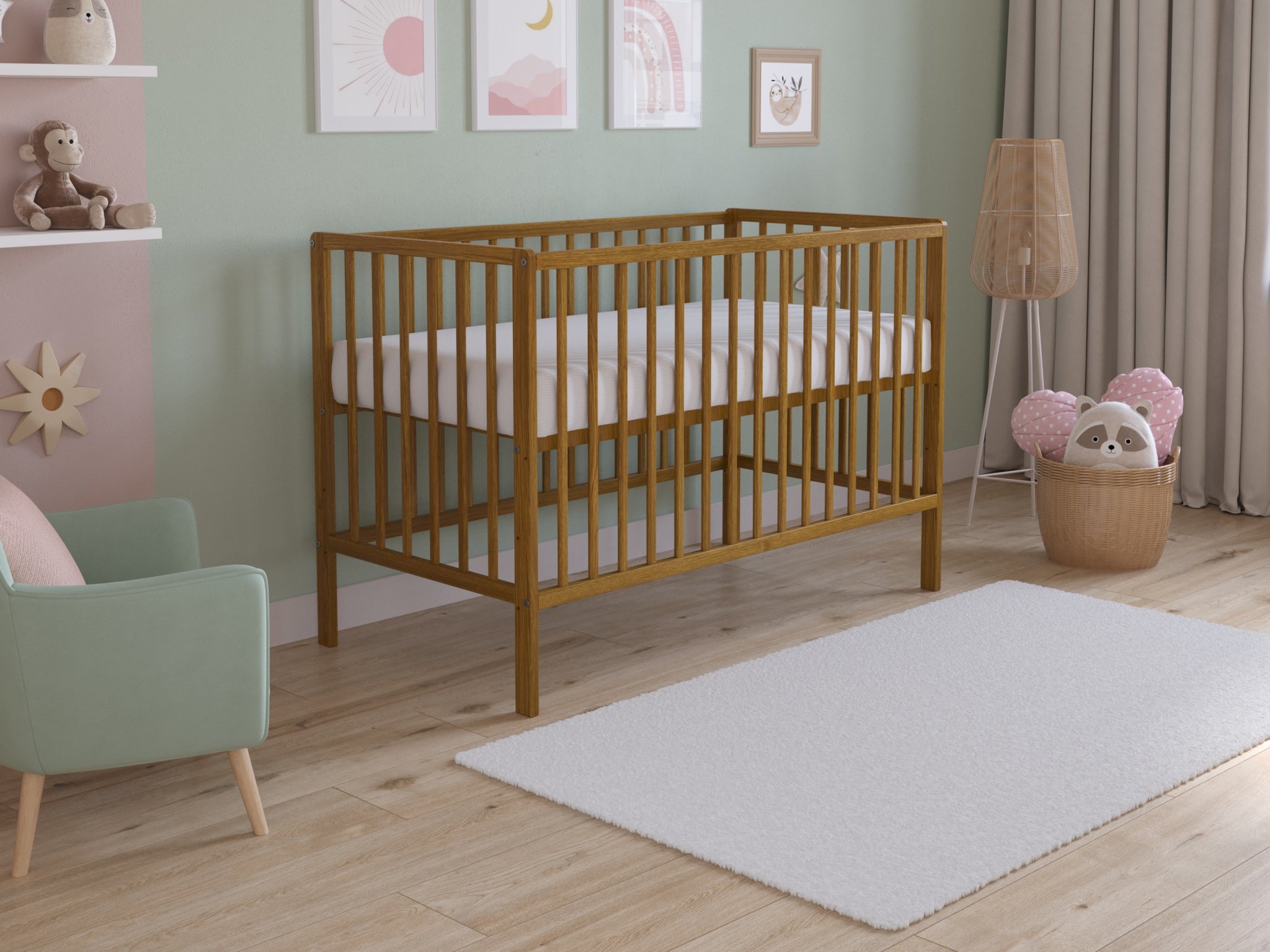 Asher | Cot Bed 120x60cm with Microfiber Quilted mattress