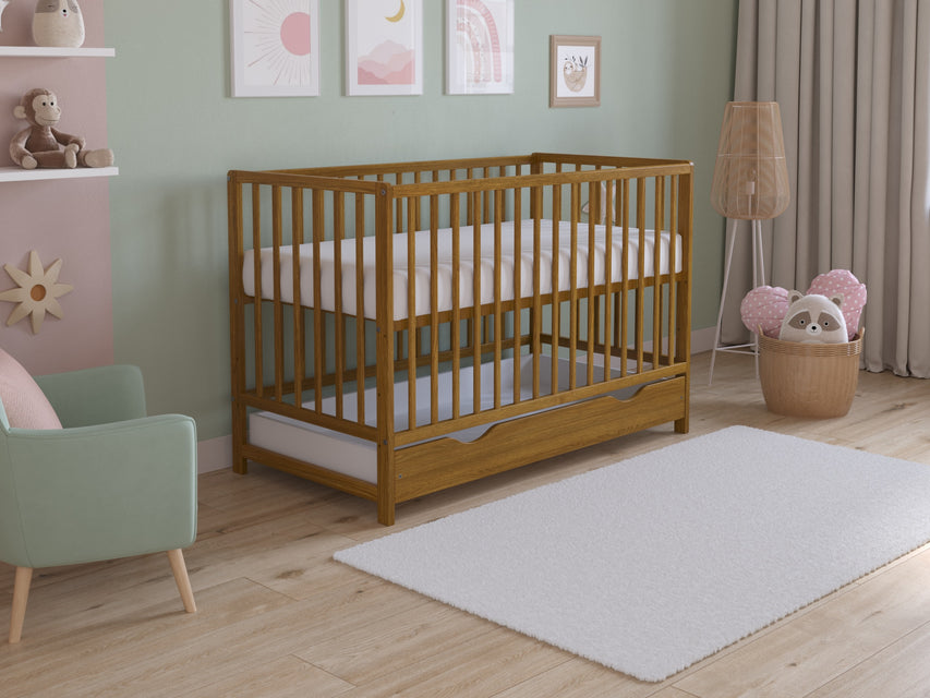 Asher | Cot Bed 120x60cm with drawer & Microfiber Quilted mattress