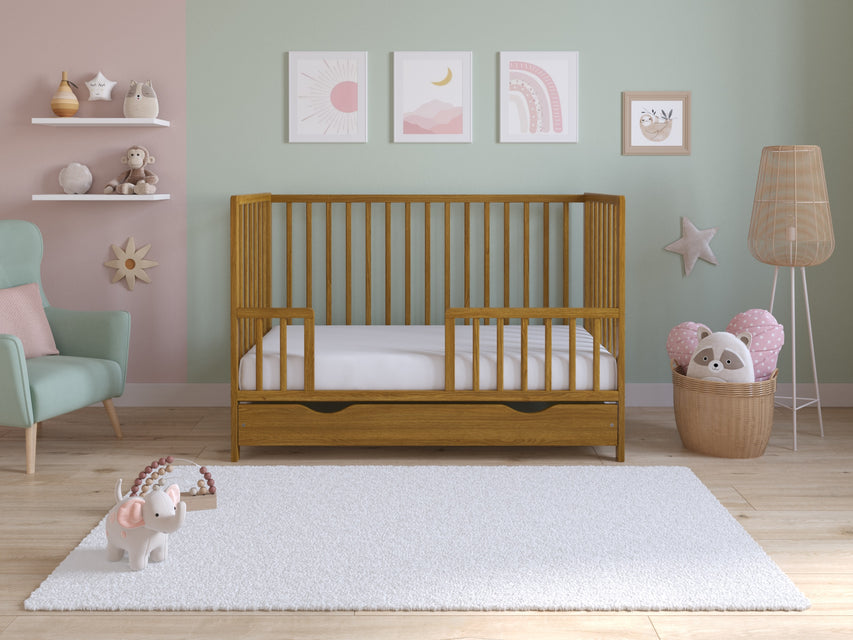 Asher | Cot Bed 120x60cm with drawer & Microfiber Quilted mattress