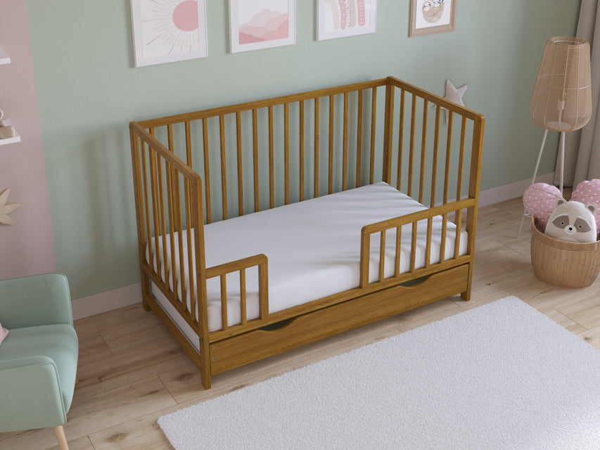 Asher | Cot Bed 120x60cm with drawer & Microfiber Quilted mattress