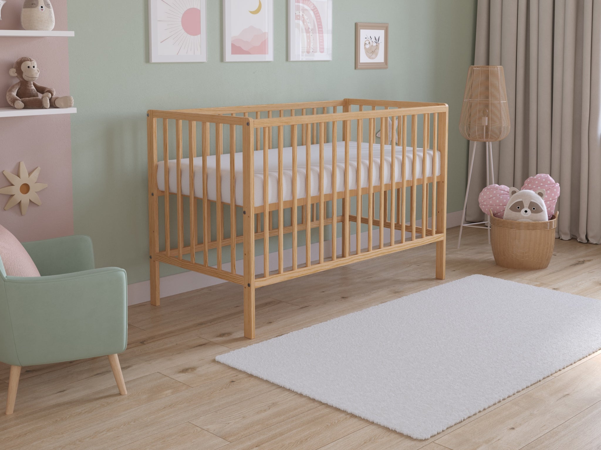 Asher | Cot Bed 120x60cm with Microfiber Quilted mattress