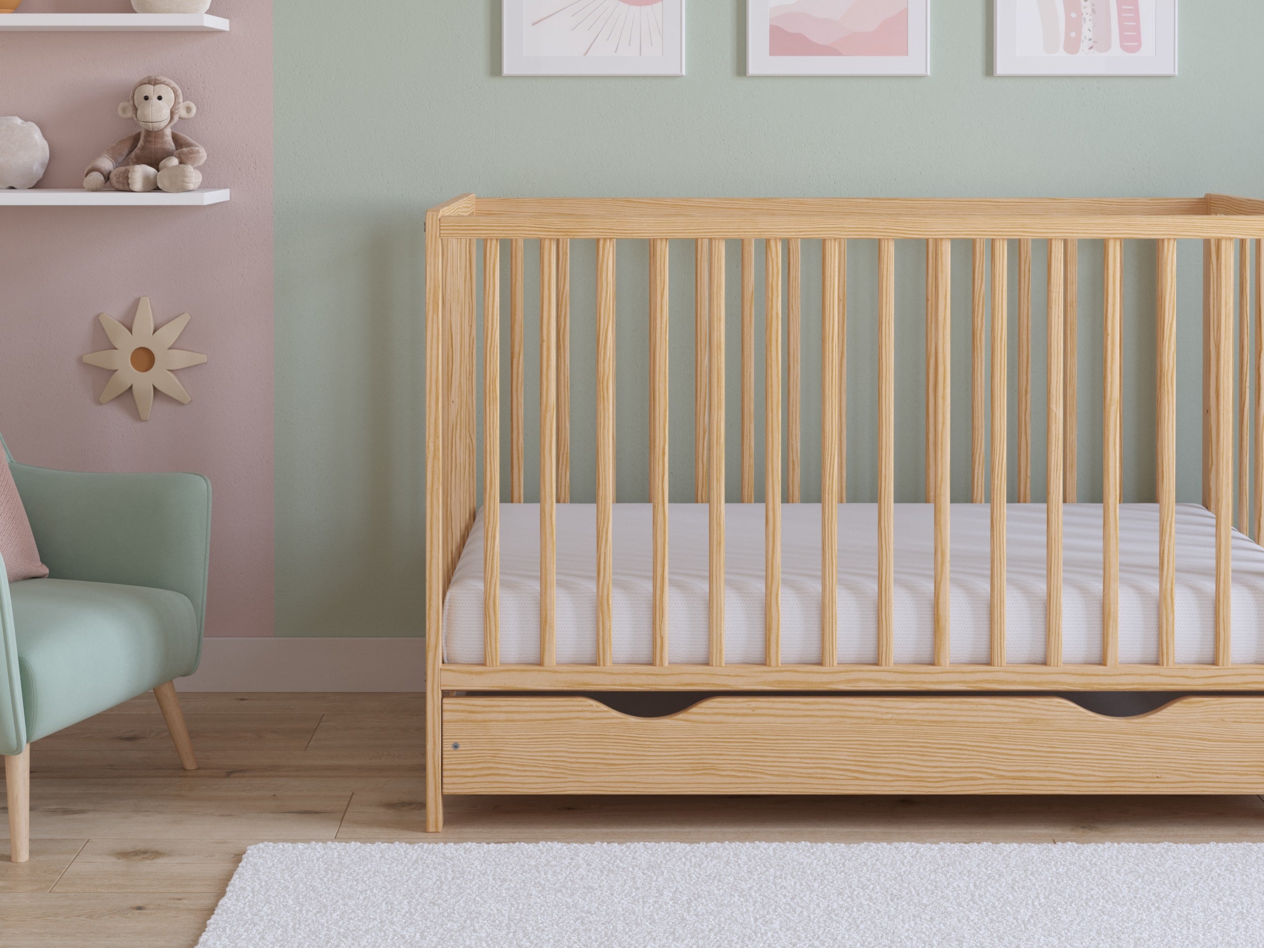 Love For Sleep baby Cot Bed ASHER Cot Bed 120x60cm with Drawer