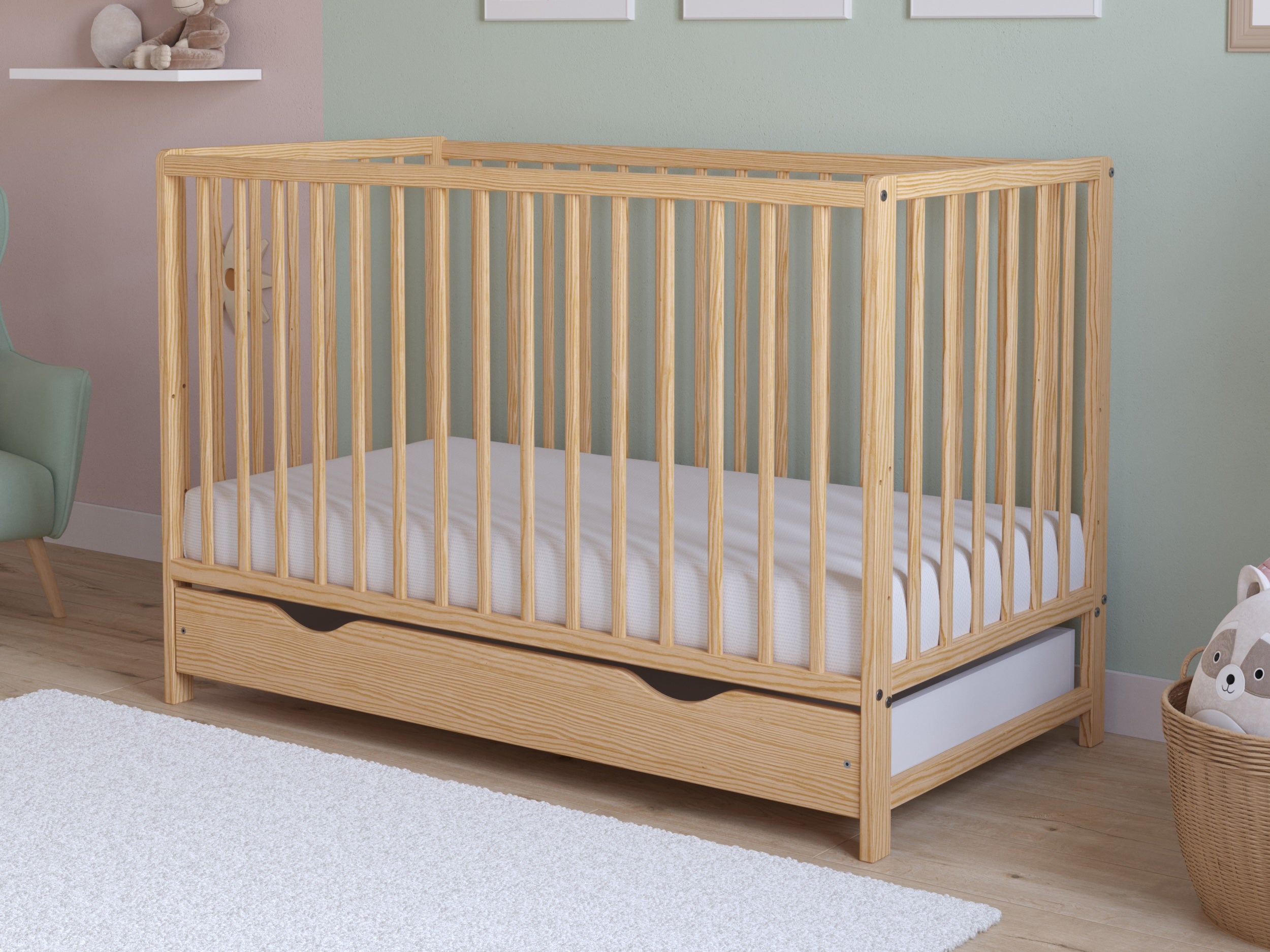 Love For Sleep baby Cot Bed ASHER Cot Bed 120x60cm with Drawer