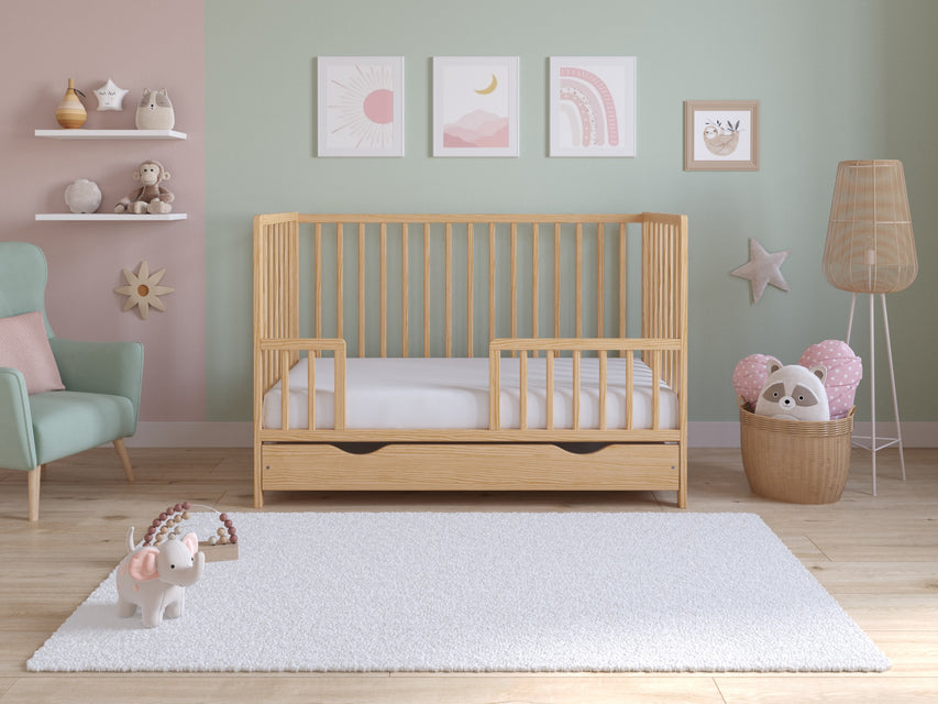 Asher | Cot Bed 120x60cm with drawer & Microfiber Quilted mattress