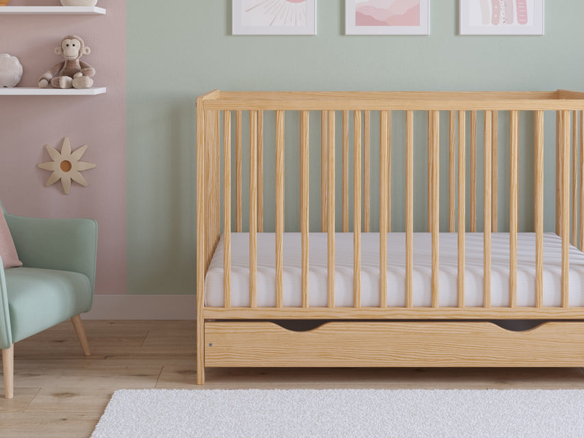 Asher | Cot Bed 120x60cm with drawer & Microfiber Quilted mattress