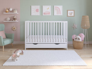 Asher | Cot Bed 120x60cm with drawer & Microfiber Quilted mattress