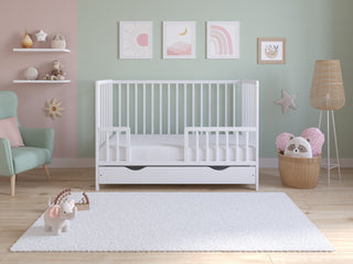 Asher | Cot Bed 120x60cm with drawer & Microfiber Quilted mattress