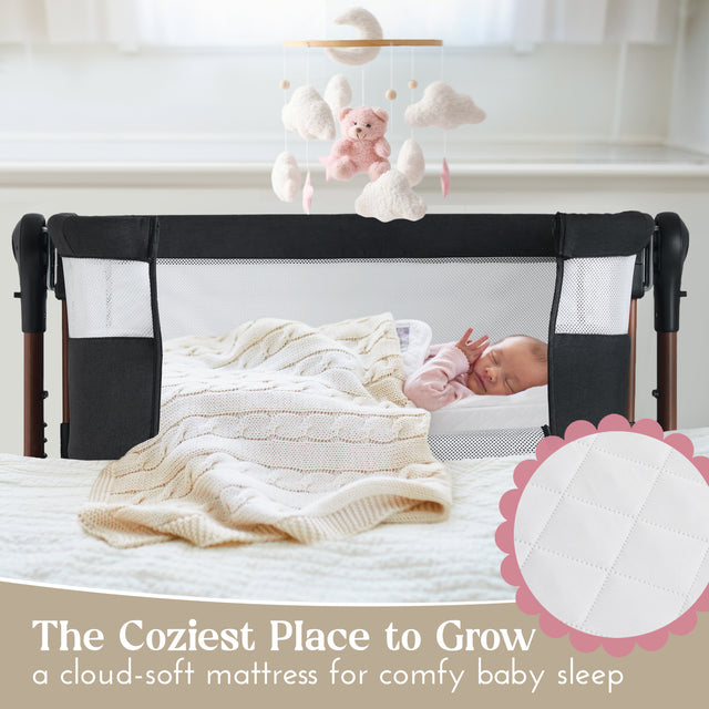 LullaBee | Next To Me Bedside Crib & Baby Co-Sleeper with Mattress