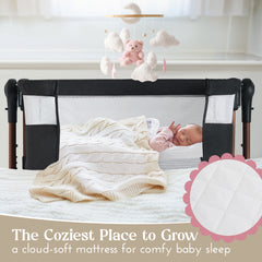 LullaBee | Next To Me Bedside Crib & Baby Co-Sleeper with Mattress