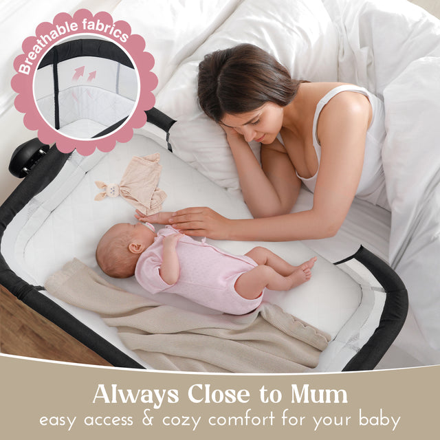 LullaBee | Next To Me Bedside Crib & Baby Co-Sleeper with Mattress
