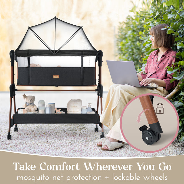 LullaBee | Next To Me Bedside Crib & Baby Co-Sleeper with Mattress