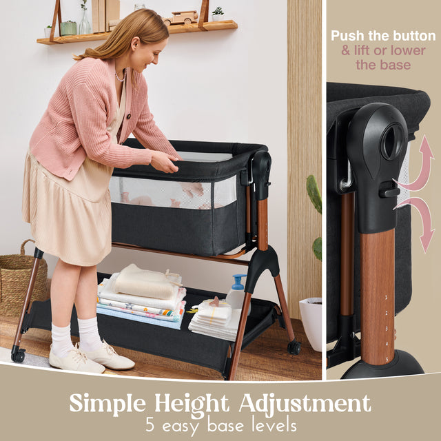 LullaBee | Next To Me Bedside Crib & Baby Co-Sleeper with Mattress