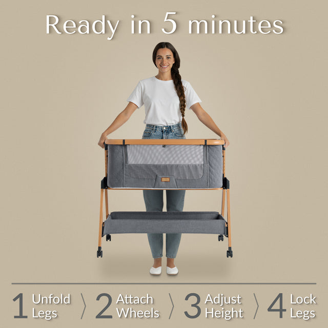 SnooBee | Next To Me Bedside Crib & Baby Co-Sleeper with Mattress