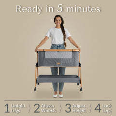 SnooBee | Next To Me Bedside Crib & Baby Co-Sleeper with Mattress