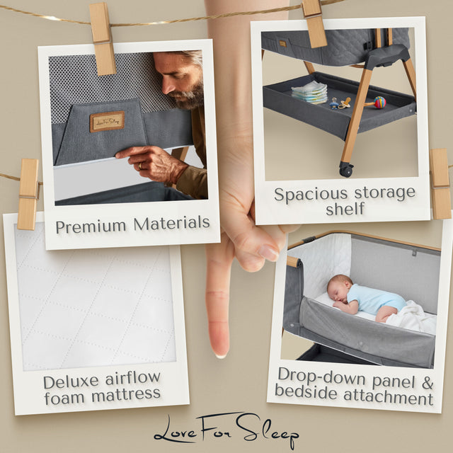 SnooBee | Next To Me Bedside Crib & Baby Co-Sleeper with Mattress