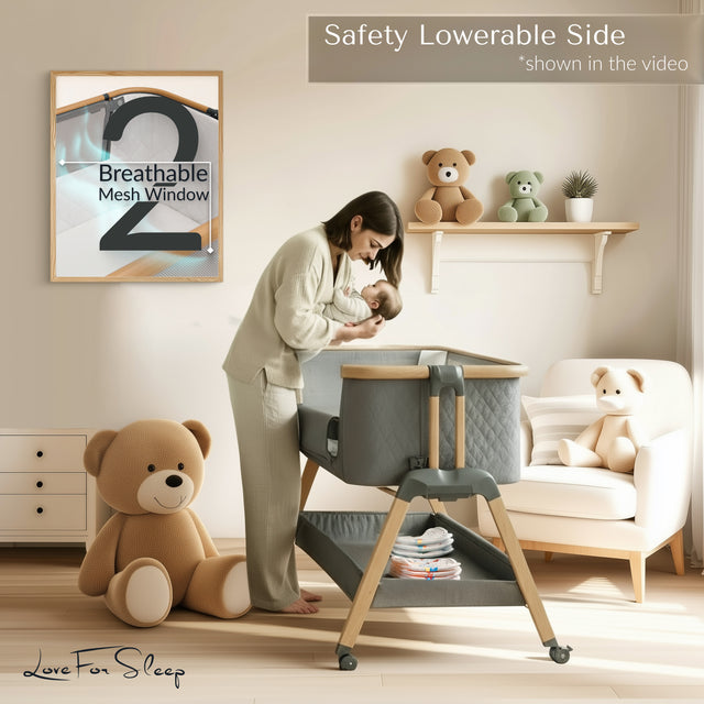 SnooBee | Next To Me Bedside Crib & Baby Co-Sleeper with Mattress