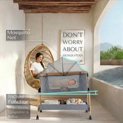 SnooBee | Next To Me Bedside Crib & Baby Co-Sleeper with Mattress