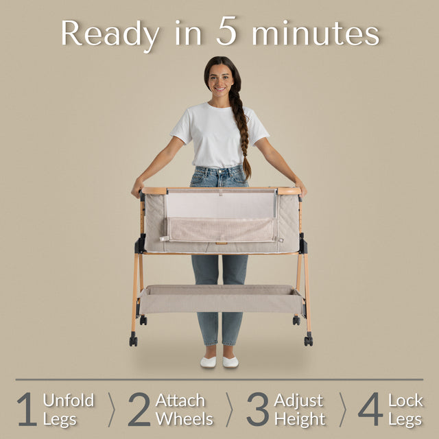 SnooBee | Next To Me Bedside Crib & Baby Co-Sleeper with Mattress