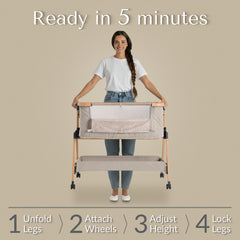 SnooBee | Next To Me Bedside Crib & Baby Co-Sleeper with Mattress