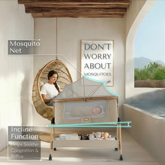 SnooBee | Next To Me Bedside Crib & Baby Co-Sleeper with Mattress