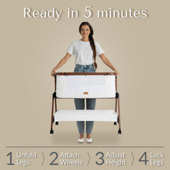 SnooBee | Next To Me Bedside Crib & Baby Co-Sleeper with Mattress