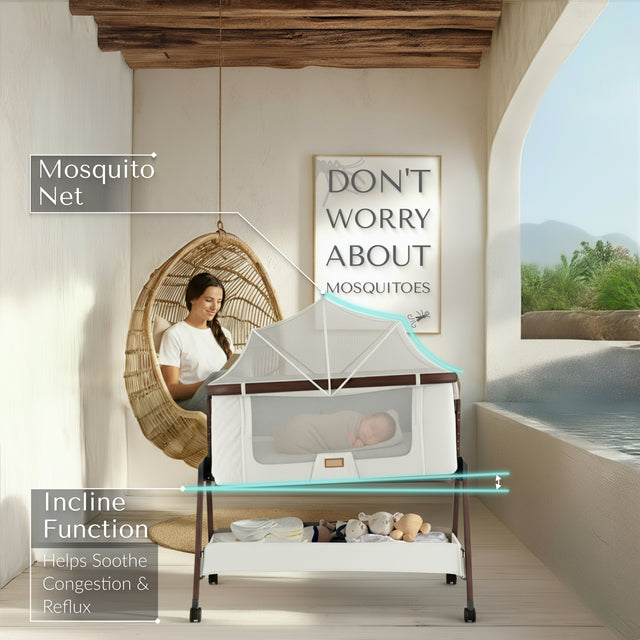 SnooBee | Next To Me Bedside Crib & Baby Co-Sleeper with Mattress