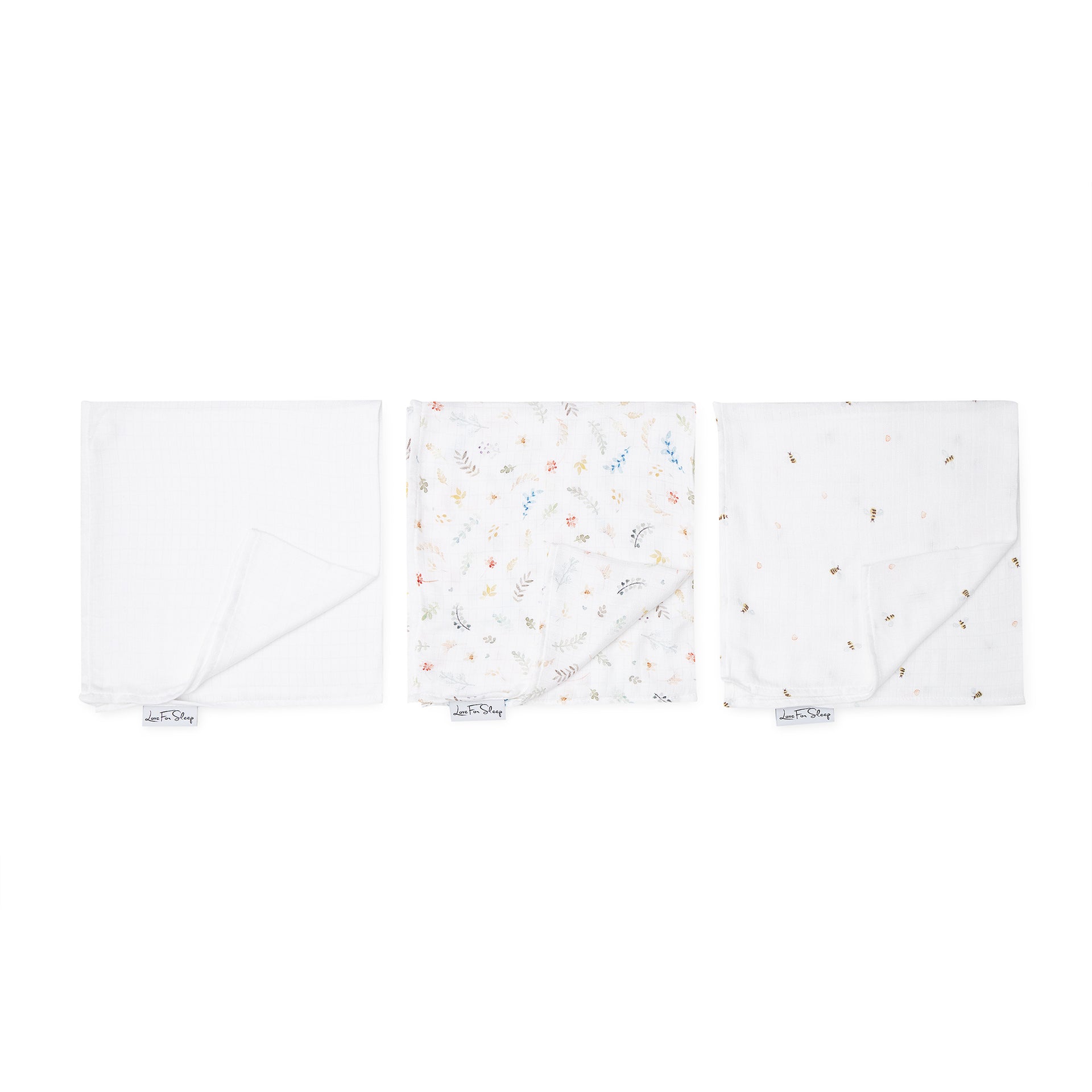 Love For Sleep baby Bamboo Muslin Squares Bamboo Muslin Squares (3-Pack) – Soft Baby Swaddle Cloths