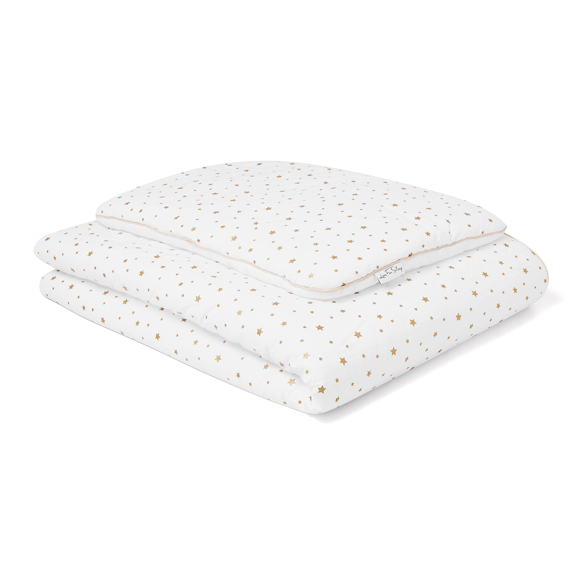 Love For Sleep baby Bedding Set Gold Stars Cot Bedding Set with Pillow – 100% Cotton Baby Bedding with Filling (Stars)
