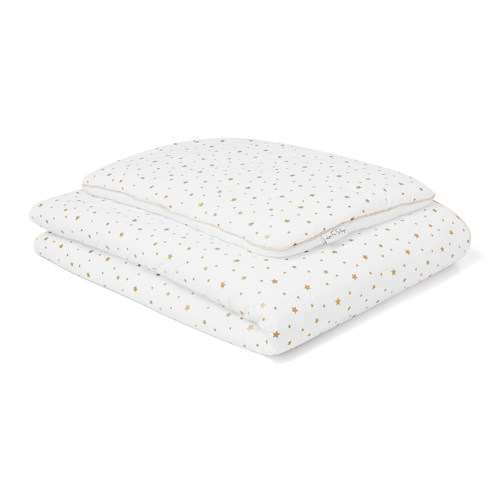 Love For Sleep baby Bedding Set Gold Stars Cot Bedding Set with Pillow – 100% Cotton Baby Bedding with Filling (Stars)