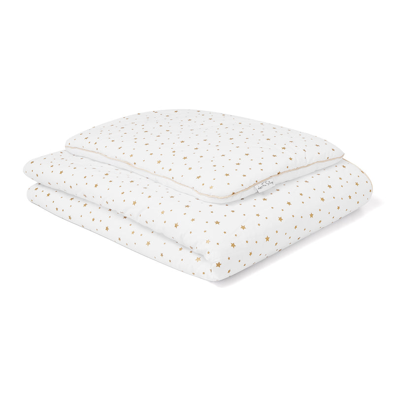 Love For Sleep baby Bedding Set Gold Stars Cot Bedding Set with Pillow – 100% Cotton Baby Bedding with Filling (Stars)