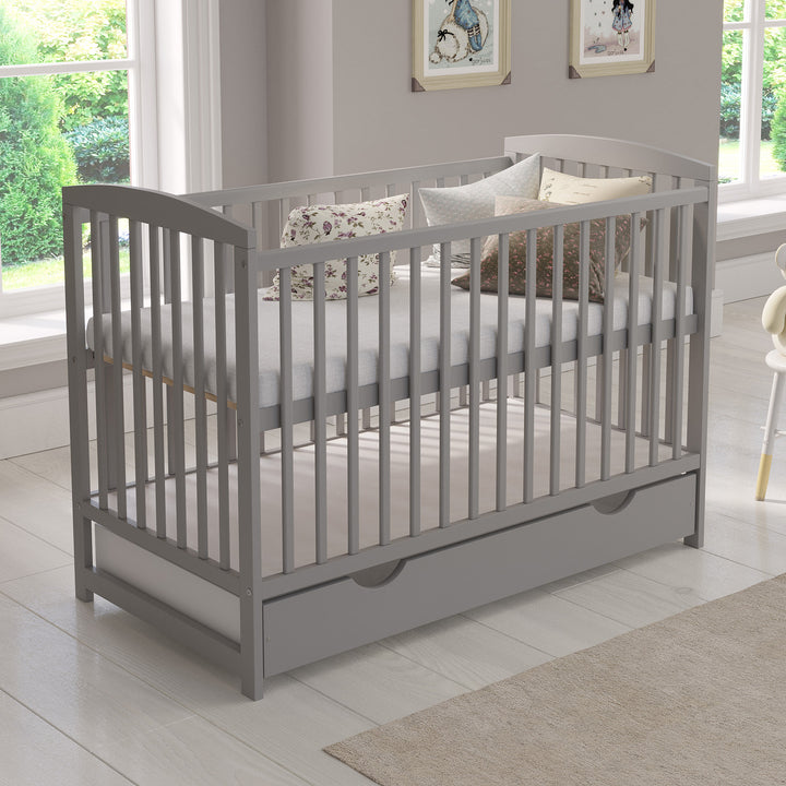 Love For Sleep baby Cot Bed Grey JACOB Cot Bed 120x60cm with Drawer & Mattress