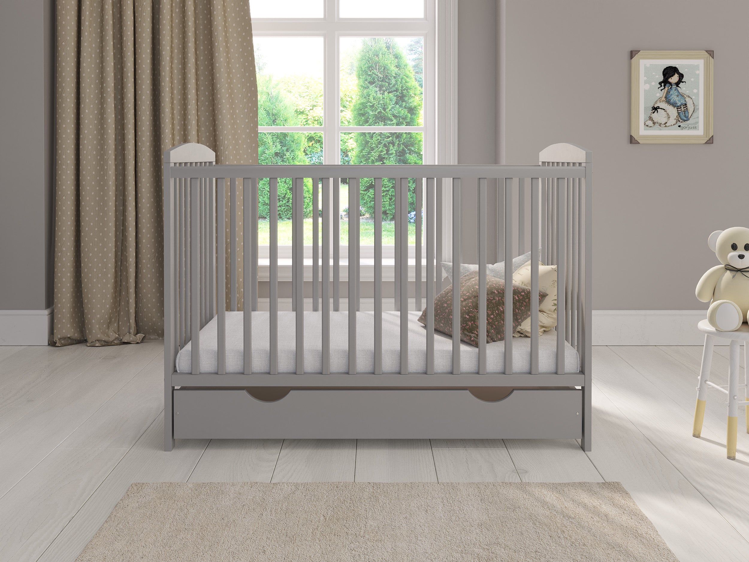 Love For Sleep baby Cot Bed JACOB Cot Bed 120x60cm with Drawer & Mattress