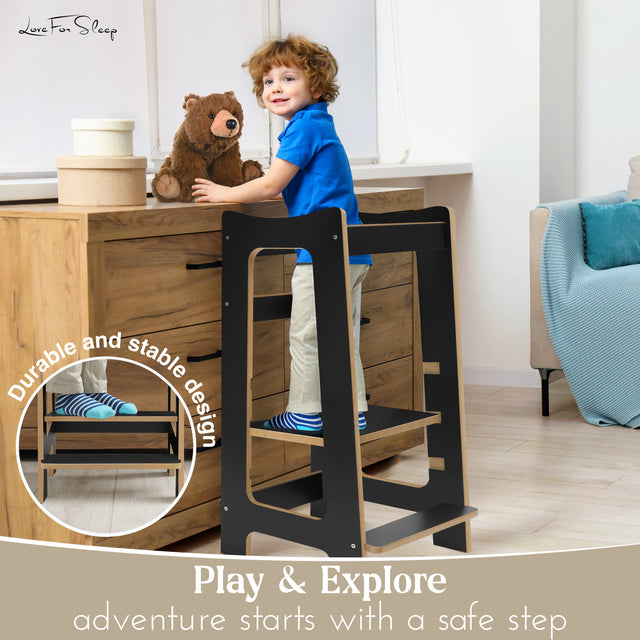 2-in-1 Montessori Learning Tower with Extra Step Stool