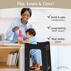 2-in-1 Montessori Learning Tower with Extra Step Stool