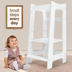 Montessori Modern Learning Tower – Wooden Kitchen Helper with 3 Adjustable Heights