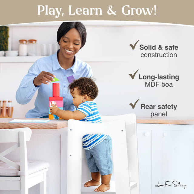 Montessori Modern Learning Tower – Wooden Kitchen Helper with 3 Adjustable Heights