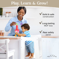 Montessori Modern Learning Tower – Wooden Kitchen Helper with 3 Adjustable Heights