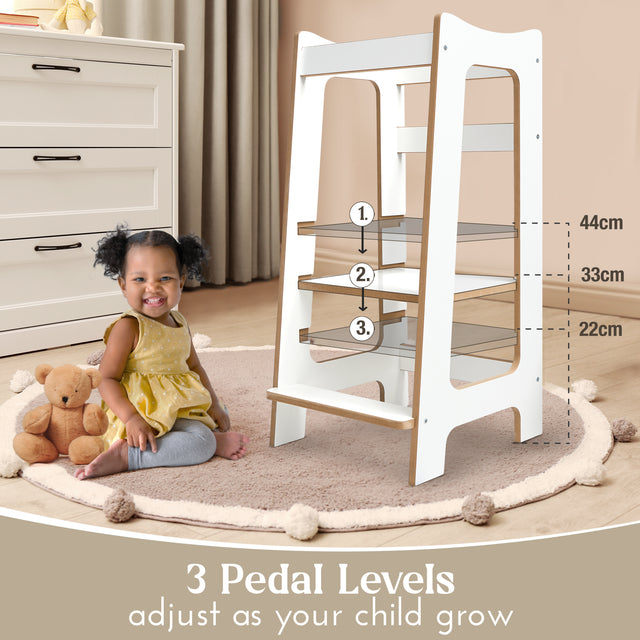 Montessori Modern Learning Tower – Wooden Kitchen Helper with 3 Adjustable Heights