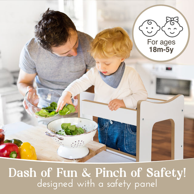 2-in-1 Montessori Learning Tower with Extra Step Stool