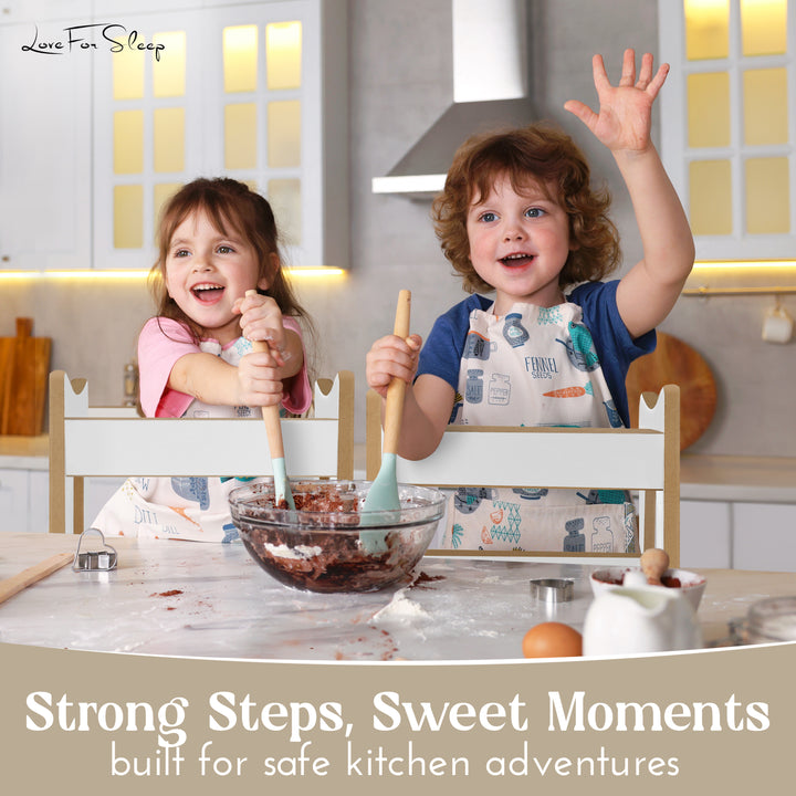 Love For Sleep baby Kitchen Helper Montessori Learning Tower & Step Stool Set – Adjustable Wooden Kitchen Helper for Toddlers | Modern DUO