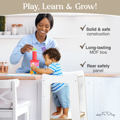 Montessori Modern Learning Tower – Wooden Kitchen Helper with 3 Adjustable Heights