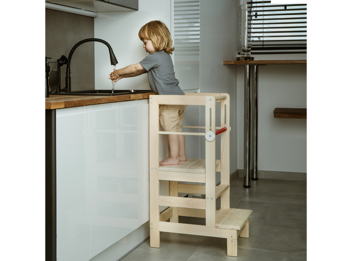 Love For Sleep baby Kitchen Helper Natural Pine Montessori Learning Tower – Adjustable Wooden Toddler Kitchen Step Stool | Natural ONE