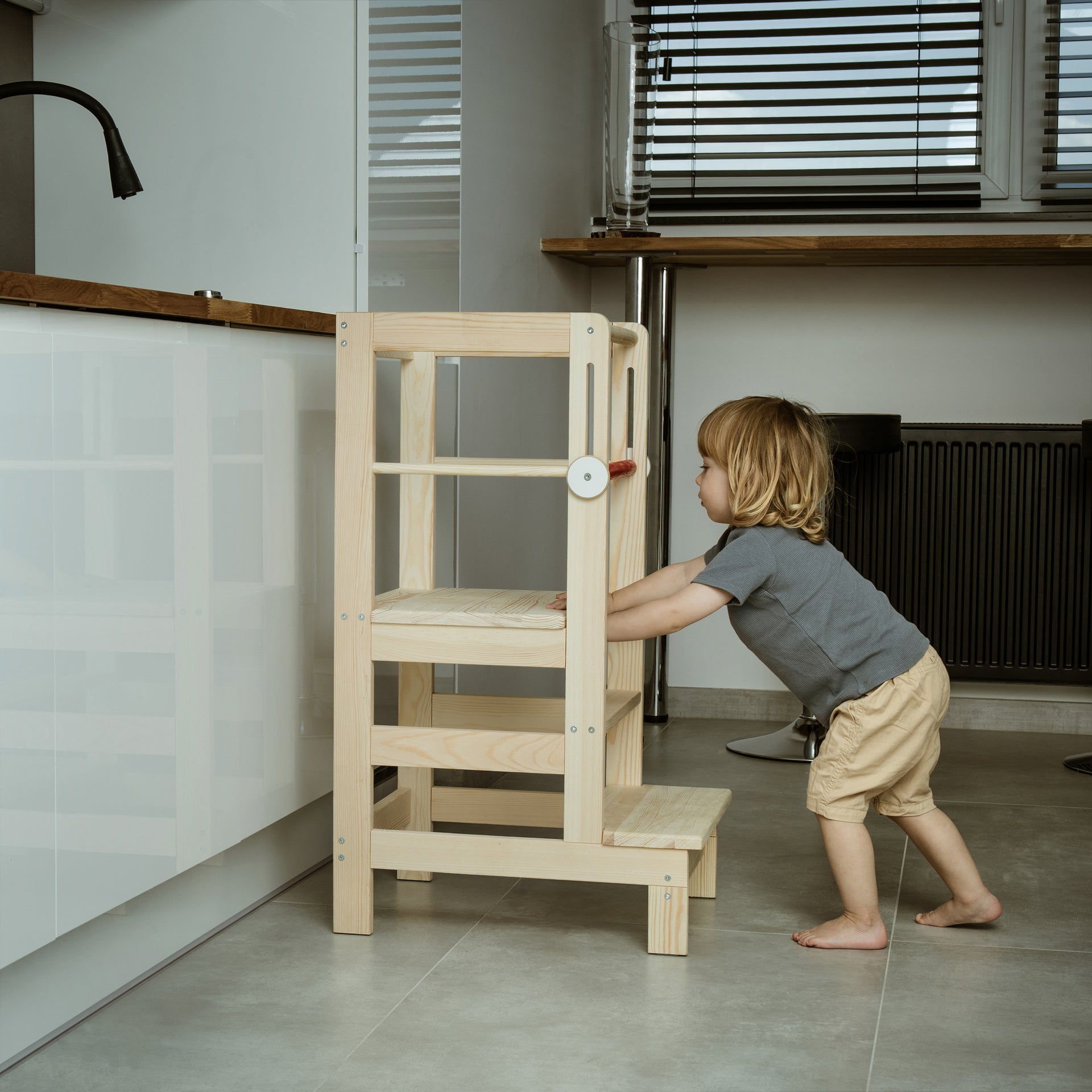 Love For Sleep baby Kitchen Helper Montessori Learning Tower – Adjustable Wooden Toddler Kitchen Step Stool | Natural ONE