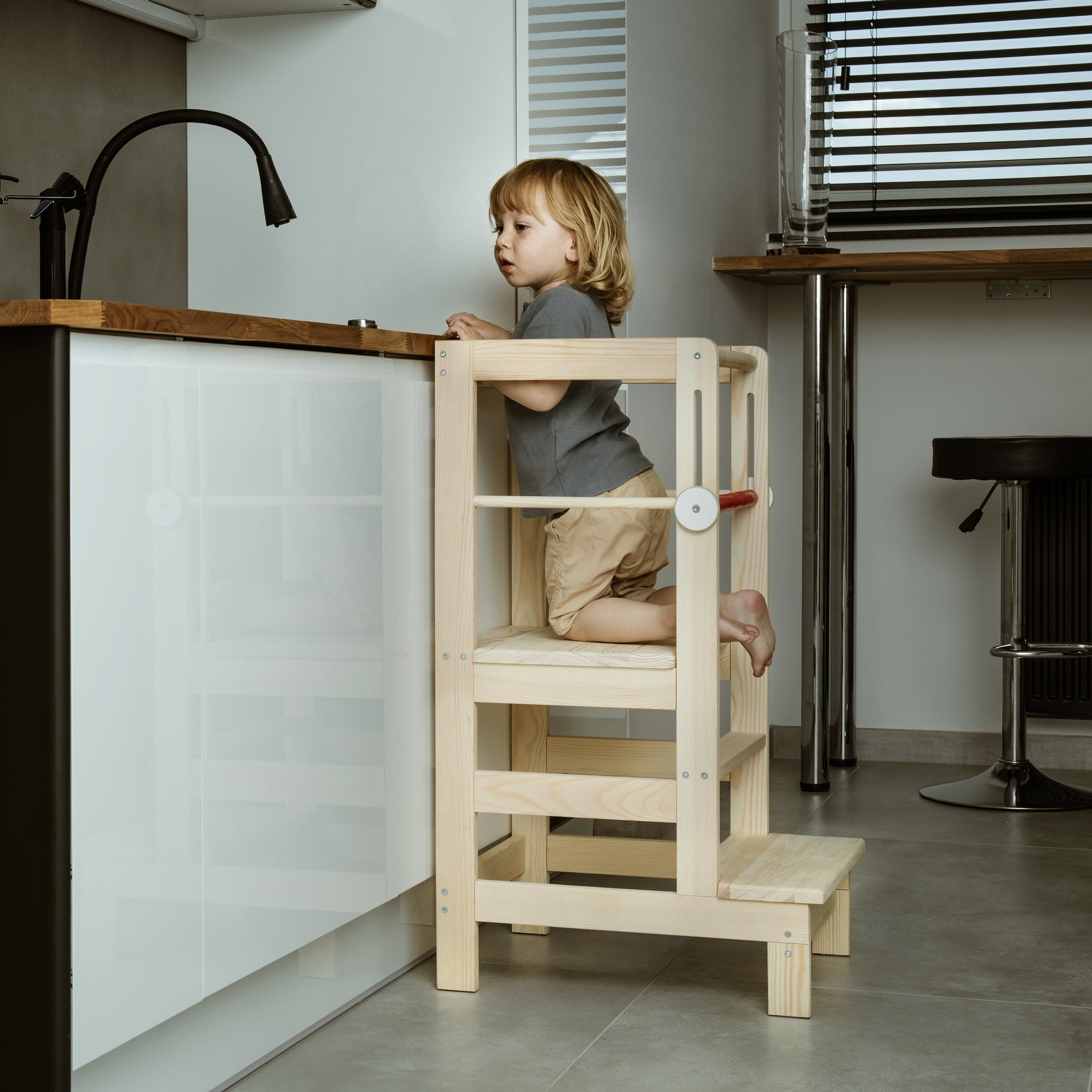 Love For Sleep baby Kitchen Helper Montessori Learning Tower – Adjustable Wooden Toddler Kitchen Step Stool | Natural ONE