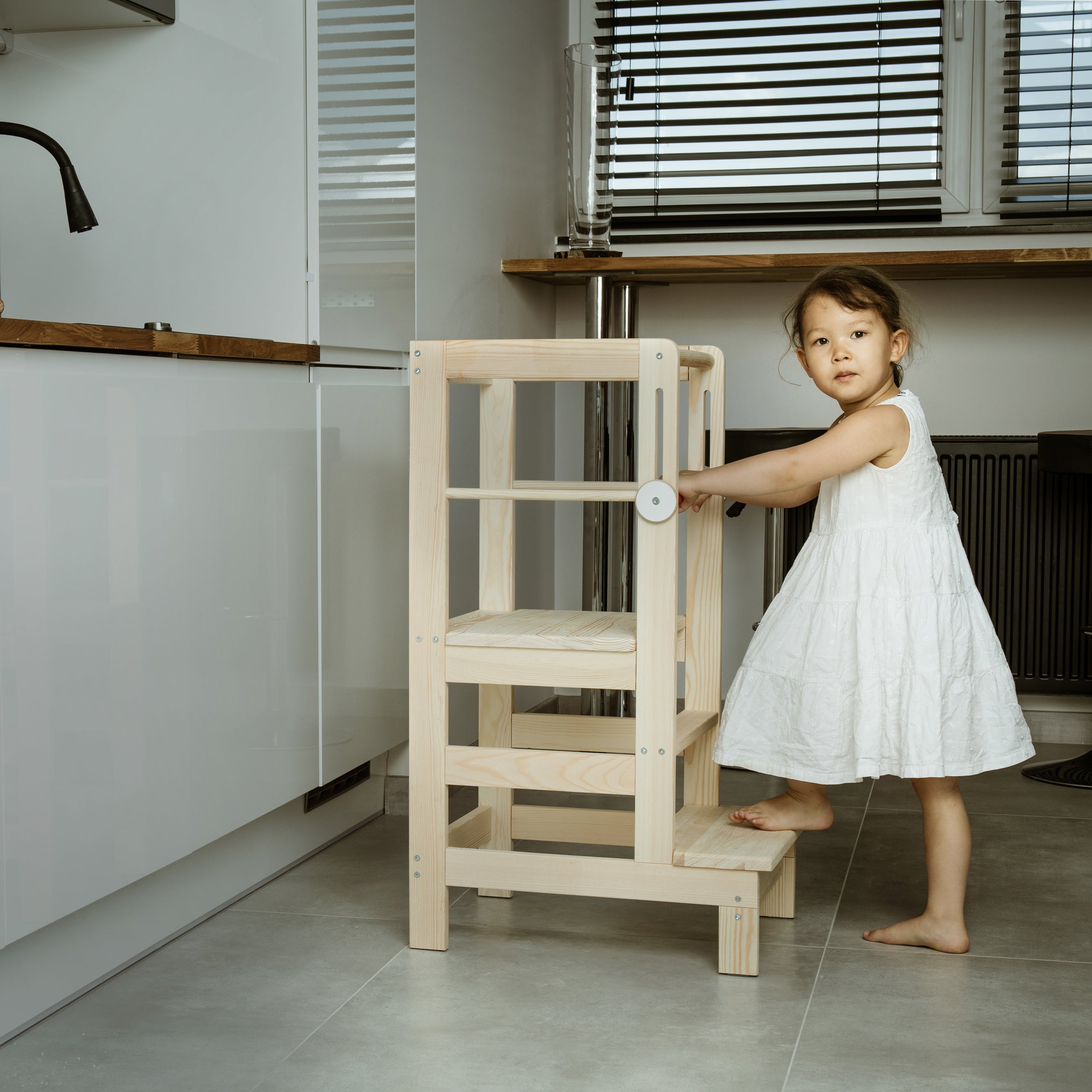 Love For Sleep baby Kitchen Helper Montessori Learning Tower – Adjustable Wooden Toddler Kitchen Step Stool | Natural ONE