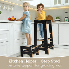 2-in-1 Montessori Learning Tower with Extra Step Stool