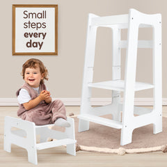 2-in-1 Montessori Learning Tower with Extra Step Stool